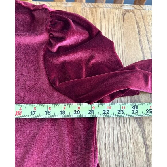 Vintage Red Velvet Ophelia Rose Dress L Long Sleeves Keyhole Back Tiered Design - Picture 8 of 11